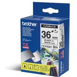 Brother TZe-FX261 Beyaz Üzerine Siyah Orjinal Etiket Şeridi 36mm - Brother